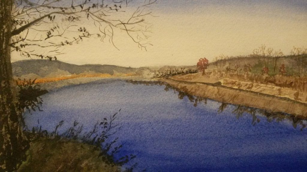 Wisconsin RIver Retreat Watercolor by Marilyn McFarlane